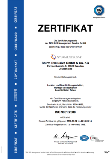 TÜV Zertifikat